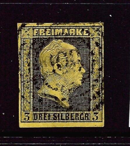 PRUSSIA  1850-56  3sgr  BLACK/YELLOW  FU   SG 8 