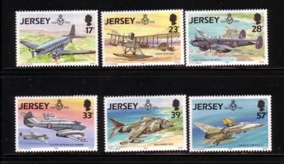 Jersey  Sc 634-9 1993 Royal Air Force 75 yrs stamps mint NH