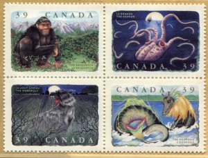 1292a Canada 39c Legendary Creatures, MNH blk/4