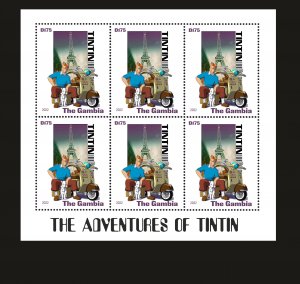 Stamps.  Tintin, Gambia 2022 year , sheet 8 stamps perforated NEW