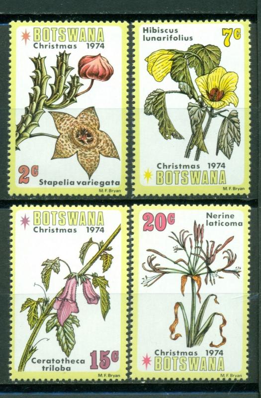 Botswana Scott 128-131 MNH Christmas 1974 Flowers $$