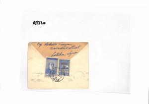 AJ320 1948 SYRIA Lattakiato USA Cover. Revenue stamp {samwells-covers}