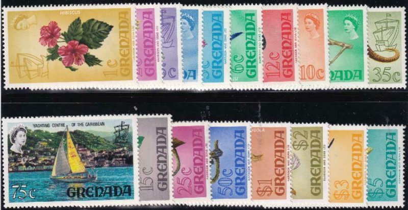 Grenada 1968-1971 SC 294-309 MNH Set Flowers Birds