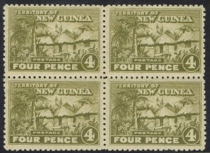 NEW GUINEA 1925 HUT 4D MNH ** BLOCK