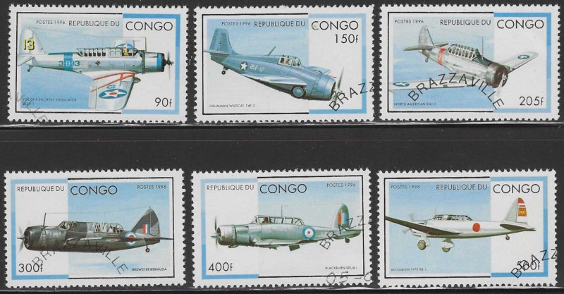 Congo People's Republic #1127-1132 (1996), CTO compl. set, cat. $4.05