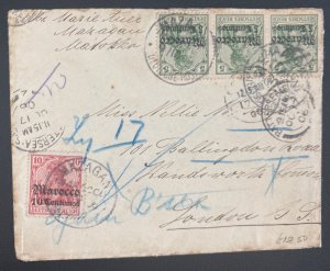 1906 German Post Office In Morocco Cover To London England