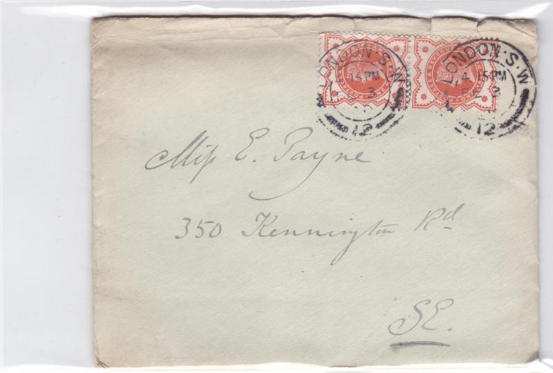 britain  1900 ½d  stamps pair entire cover and letter  ref r14530