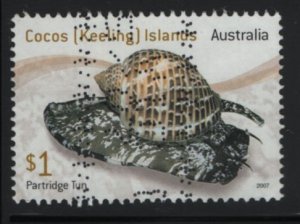 Cocos Islands 2007 used Sc 346 $1 Partridge tun Mollusks