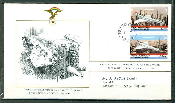 NEW HEBRIDES FRENCH...CONCORDE #274 & #277  on FDC