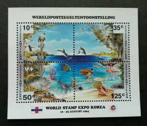 Netherland Antilles Korea 1994 Marine Ocean Turtle Bird Coral Dolphin (ms) MNH