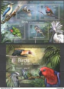 2012 Solomon Islands Birds Fauna #1575-78+Bl109 ** Ls024