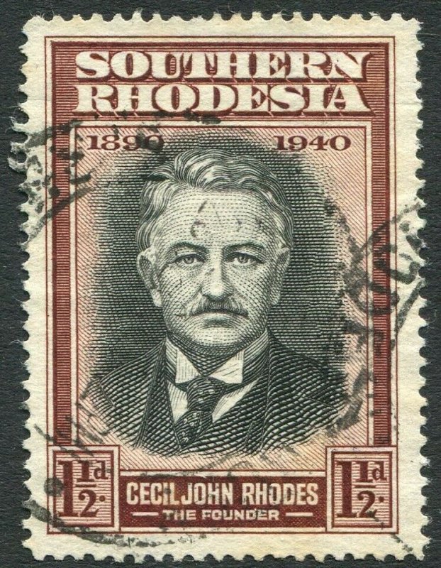 SOUTHERN RHODESIA-1940 B.S.A.C Golden Jubilee 1½d Black & Red-Brown FINE USED