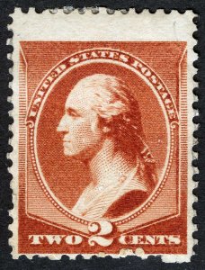 US Sc 210 Red Brown 2¢ 1883 p.12 Original Gum Hinged 