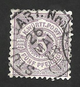 German State Wurttemberg 1875 - U - Scott #58