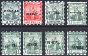 Trinidad 1909-1917 1/2d(x7)-1d Official Scott O8-O10+O1-O5 SG O8-O13 MLH Cat$37