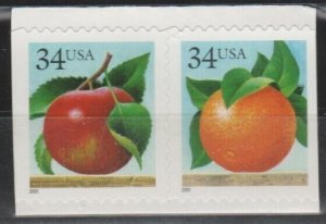 3493-94,  Pair from BK284A. Apple & Orange  MNH, '.34 cent' (a)