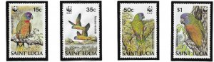 ST. LUCIA Sc 902-5 NH issue of 1987 - WWF - BIRDS - PARROTS