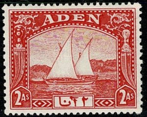 ADEN KG VI 1937 DHOW 2a SCARLET UNUSED (MINT HINGED) SG4 Wmk.MSCA P.13x12 VGC