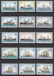 FALKLAND ISLANDS 1978 Mail Ships; Scott 260-74, SG 331A-345A; MNH