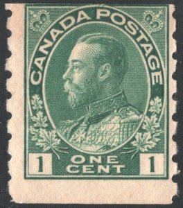 Canada SC#125 1¢ King George V Coil Single (1912) MH