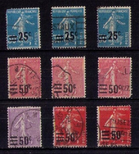 FRANCE 1926-1927 Used Sc 227-230,234 Sower SurchargedNot A Complete Set F-VF