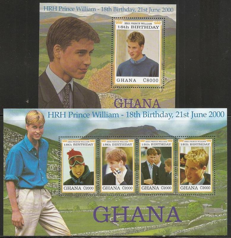 Ghana 2182-3 2000 William 18th Birthday m/s and s.s. MNH