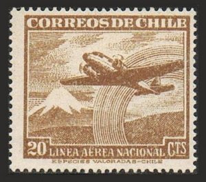 Chile C135 block/4,MNH.Michel 448. Plane over snow-capped mountain.1954.