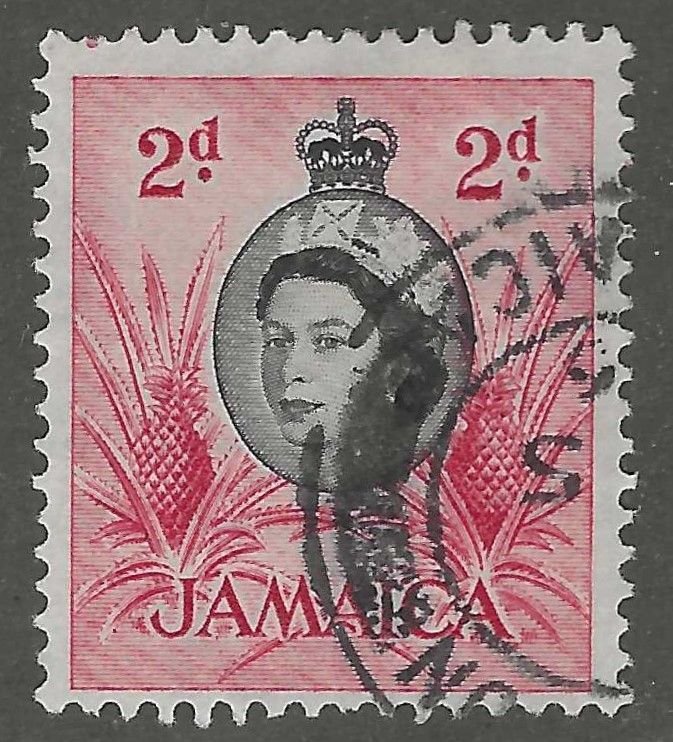 Jamaica, stamp,  Scott#161, used, hinged, 2d, Pineapple,