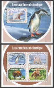 HM0404 2018 DJIBOUTI POLAR BEARS PENGUINS BEES GLOBAL WARMING #2633-6+BL1248 MNH