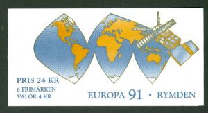 SWEDEN (H414) Scott 1893a, 1991 Europa-Space booklet, VF