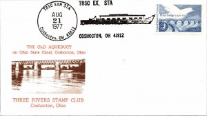 THE OLD AQUEDUCT ON OHIO STATE CANAL COSHOCTON OHIO CACHET COVER TRSC 1977 - 2