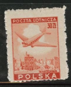 Poland Scott C18 MH* 1946 airmail Douglas Plane