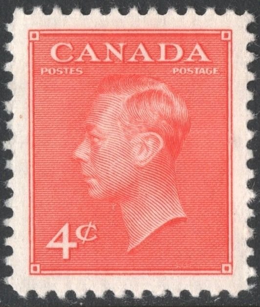 SC#306 4¢ King George VI: Wilding Photograph (1951) MNH