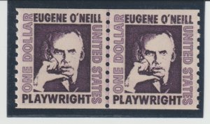 U.S. Scott #1305C 1973 $1 Eugene O’Neill Coil Line Pair Shiny Gum Mint NH MNH VF