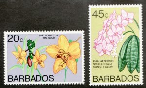 1974 Barbados Sc #404c #406b  Flowers Orchids - MH postage stamps