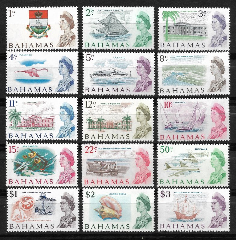 Doyle's_Stamps: M/H/NH Scott #252 to #266 Bahamas 1967 Postage Stamp Set  VLH/NH