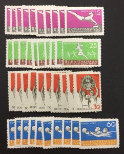 Russia 1959 #2224-7, Wholesale lot of 10, Spartacist Games,Unused/MH,CV $29.