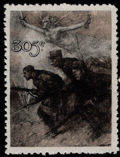 1914 WW One France Delandre Poster Stamp 305th Regiment Unused