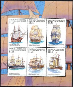 Grenada Carriacou & Petite Martinique 2001 Sailing Ships Boats sheet MNH