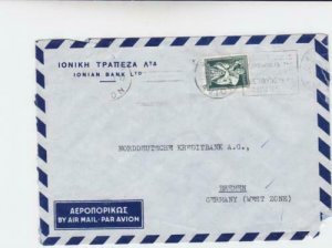 Greece 1954 ionian bank  to bremen germany airmail stamps cover   r19737