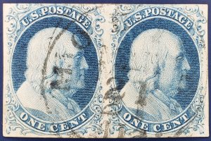 United States, Scott #7, VF used pair, SEE FULL DESCRIPTION