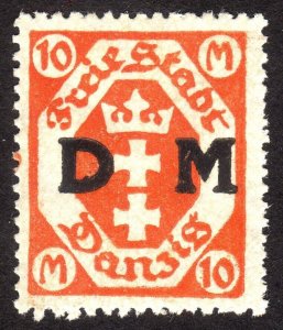 1922, Danzig, 10Mk, MNH, Sc O26, Mi D27