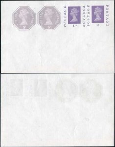 WSP130 QEII 1/- x 2  and  5p x 2 Stamped to Order Gummed Newspaper Wrapper