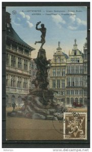 Belgium 1946 Postal card Cancelation 22.5.46   Anvers Fountain Brabo