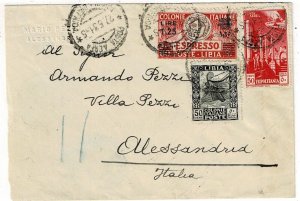 Libya 1931 Tripoli cancel on airmail, express cover to Italy
