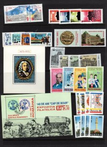 Romania  selection of 8 VFMNH sets and 2 souvenir sheets CV $19.75