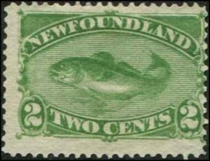 Canada - Newfoundland SC# 46 Codfish 2c yellow green MNG  SCV $75.00