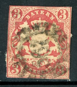 Germany States 1867 Bavaria 3 Kr Rose Scott #16 VFU G396