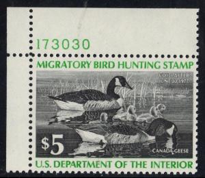 U.S. Scott #RW43 $5 Duck Stamp - Mint NH Plate Number Single