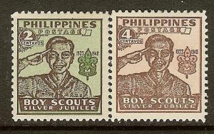 Philippines, Scott #'s 528a & 529a, Scout Saluting, MH